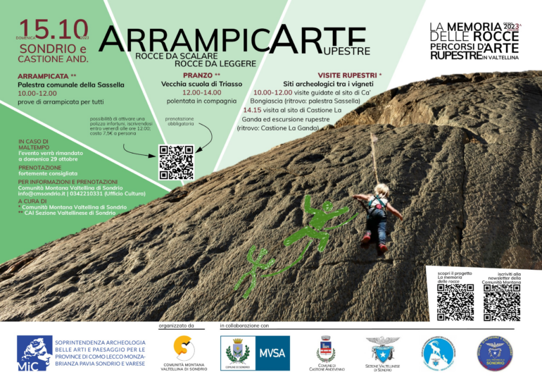 Due eventi della Comunità Montana Valtellina di Sondrio dedicati all'arte rupestre valtellinese 1 Arrampicarte 23