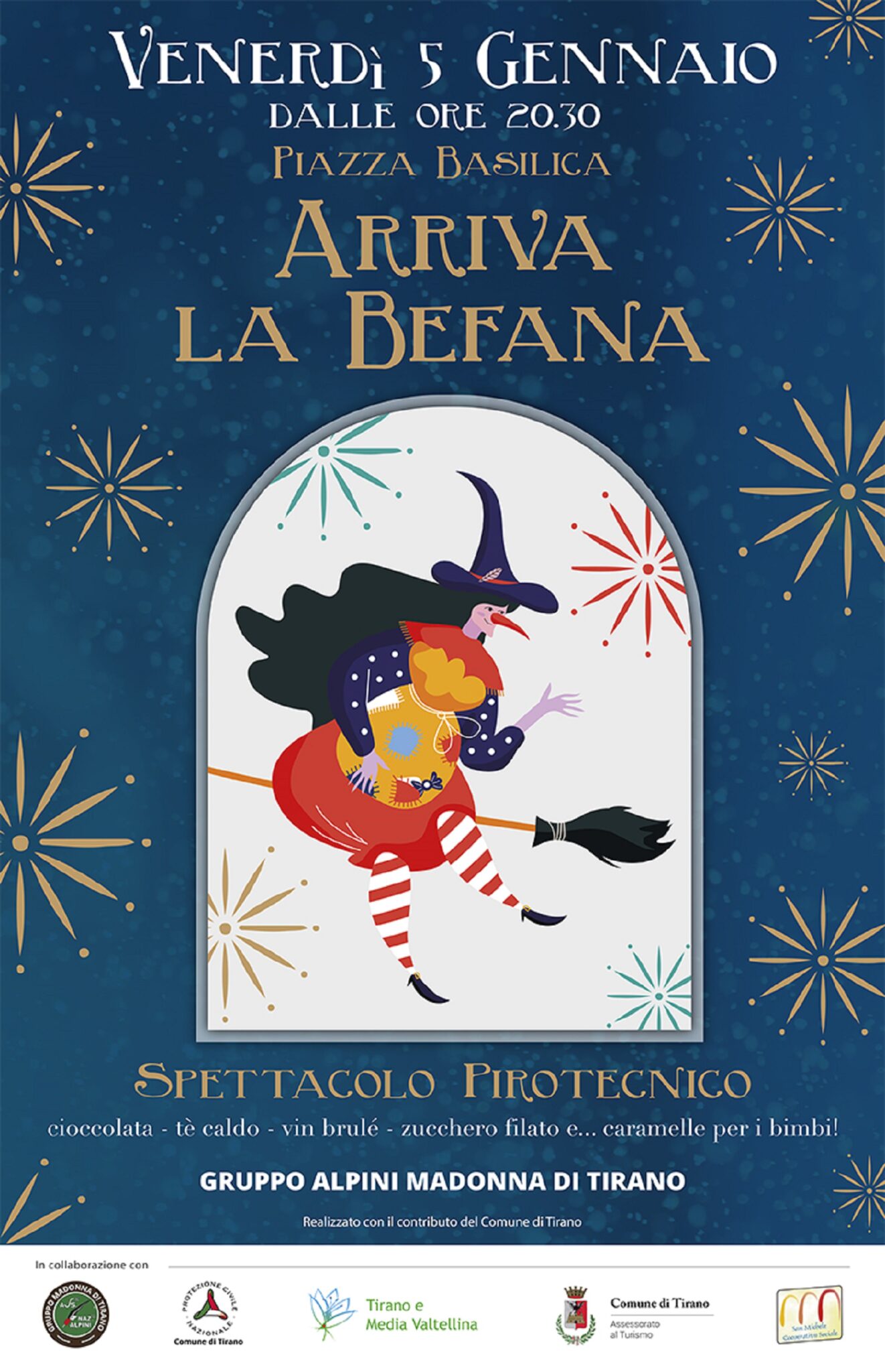 Tirano. Arriva la Befana, questa sera alle ore 20.30 in Piazza Basilica