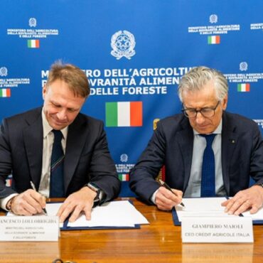 Crédit Agricole Italia con il Ministero dell’Agricoltura, della Sovranità alimentare e delle Foreste: 3 miliardi a sostegno del settore agroalimentare