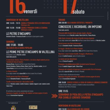 Sabato 17 maggio la posa delle prime pietre d’inciampo in Valtellina
