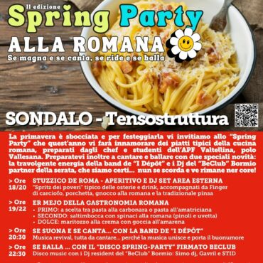 Spring Party a Sondalo: sapori romani, musica e solidarietà per dare il benvenuto alla primavera