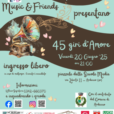 “45 giri d’Amore”: ad Ardenno uno spettacolo emozionante dedicato all’Amore in tutte le sue forme