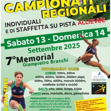 Atletica leggera su pista a Chiuro: Campionati Regionali Allievi/e e Memorial Bracchi