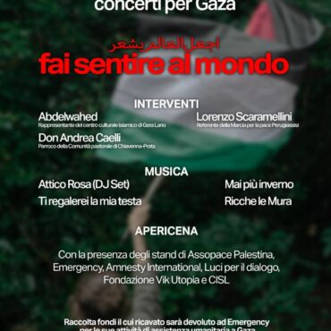 Chiavenna: “Concerti per Gaza” – serata di solidarietà e raccolta fondi per la Palestina (26 settembre 2025)