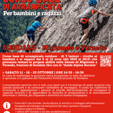 Corso base di arrampicata per bambini e ragazzi a Sondalo – Ottobre 2025