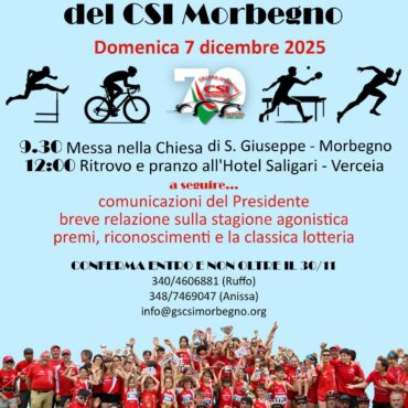 Pranzo sociale per i 70 anni del CSI Morbegno: programma e informazioni