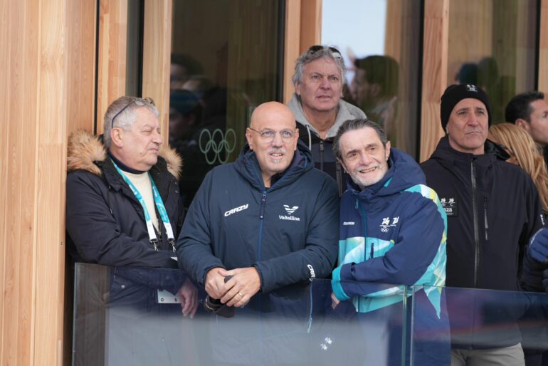 Olimpiadi Milano Cortina 2026: Fontana a Bormio, «Ha vinto l’Italia e la Lombardia» 1 BORMIO 01 discesa fontana sertori