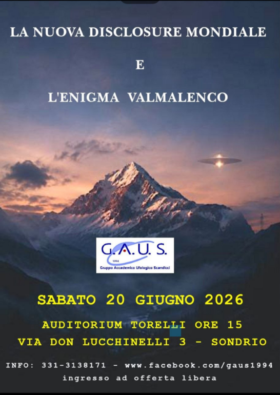 UFO e misteri della Valmalenco: a Sondrio un convegno dedicato ai fenomeni anomali non identificati 1 Screenshot 20260610 112312.Telegram